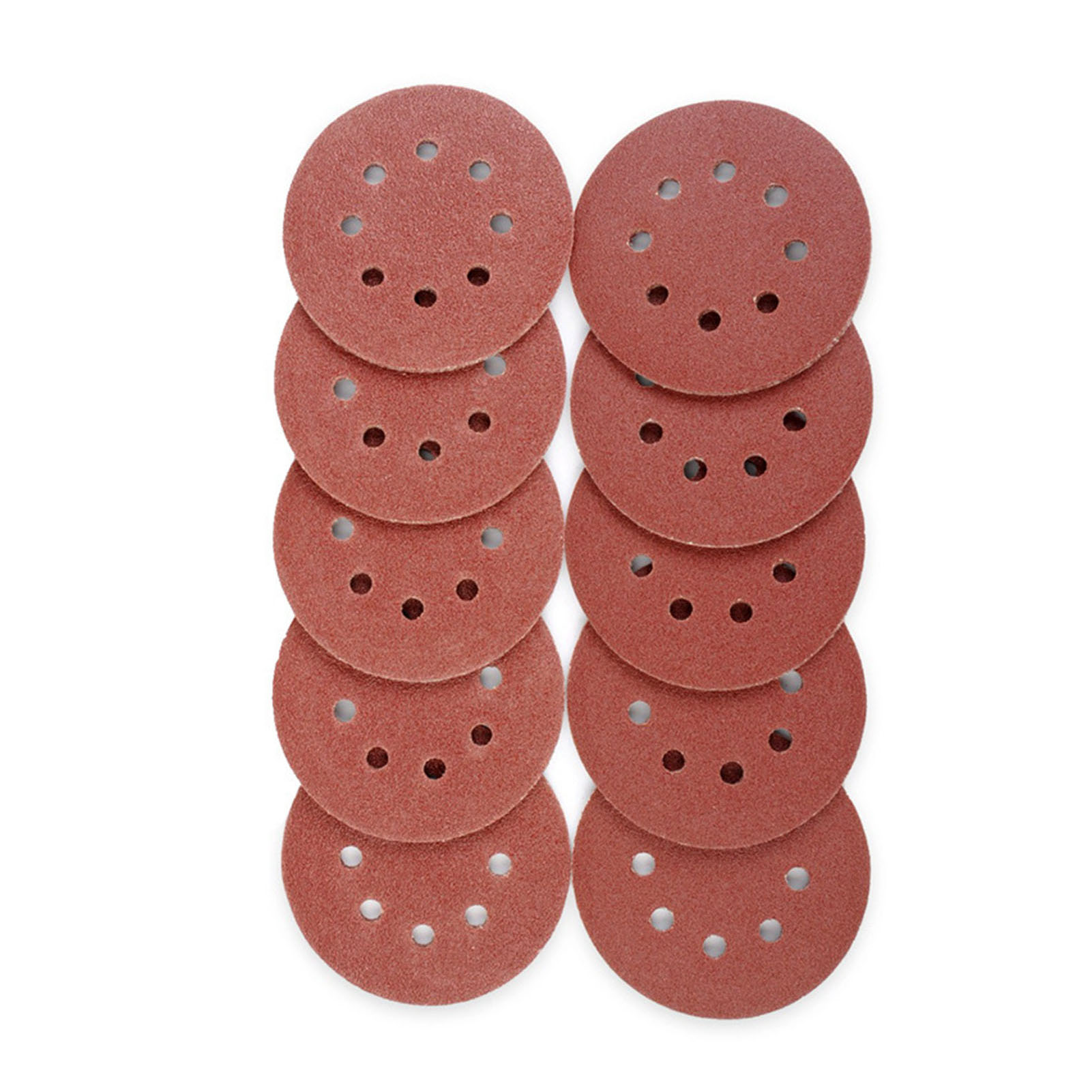100 Beflockte Schleifscheiben Mit 12,7 Cm (5 Zoll) Durchmesser, 8 Löchern, Körnungen 60, 80, 100, 120 Und 150, Für Möbel Und Automobile (jeweils 20 Scheiben Pro Sorte).