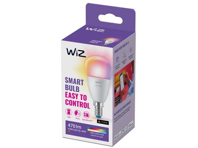 WiZ Color P45 E14 Smart Mini Bulb - RGB/16 Million colors + Dimmable White LED