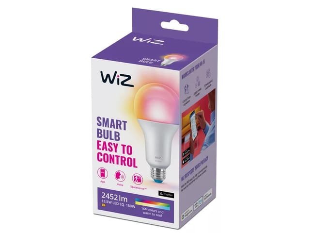 WiZ Color A80 E27 Smart LED Bulb (150W) - RGB/16 Million colors + Dimmable White LED