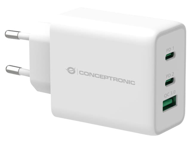 Conceptronic ALTHEA12W 3-Port 65W GaN USB PD Charger power adapter - USB 2 x USB-C - 65 Watt