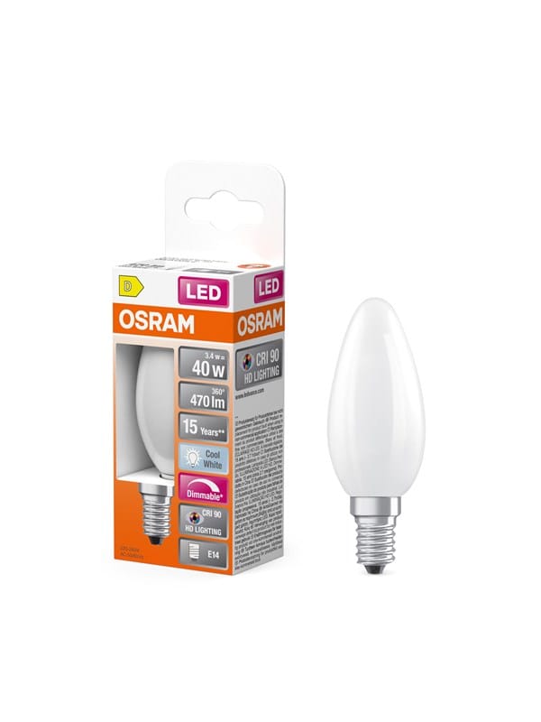 Osram LED-Lampe LED Comfort candle frosted 470lm 3.4W/940 (40W) E14 dimmable E14