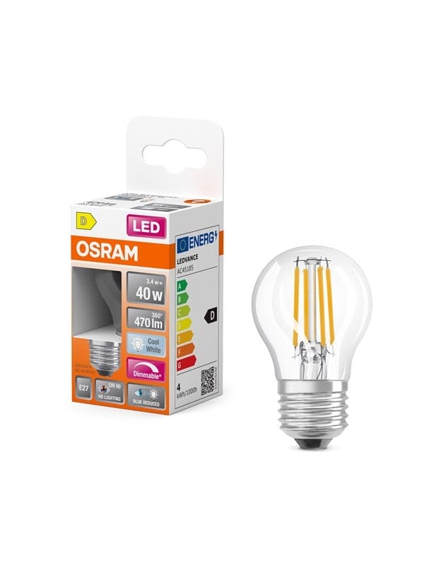 Osram LED-Lampe LED Comfort mini-ball filament 470lm 3.4W/940 (40W) E27 dimmable E27