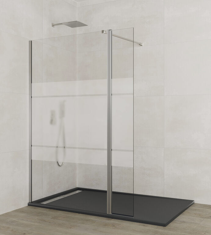 Screen Walk-in-duschwand Mit Schwenkpanel, 80 Cm, Klarglas, Glänzendes Chromprofil, 40 Cm Schwenkpanel