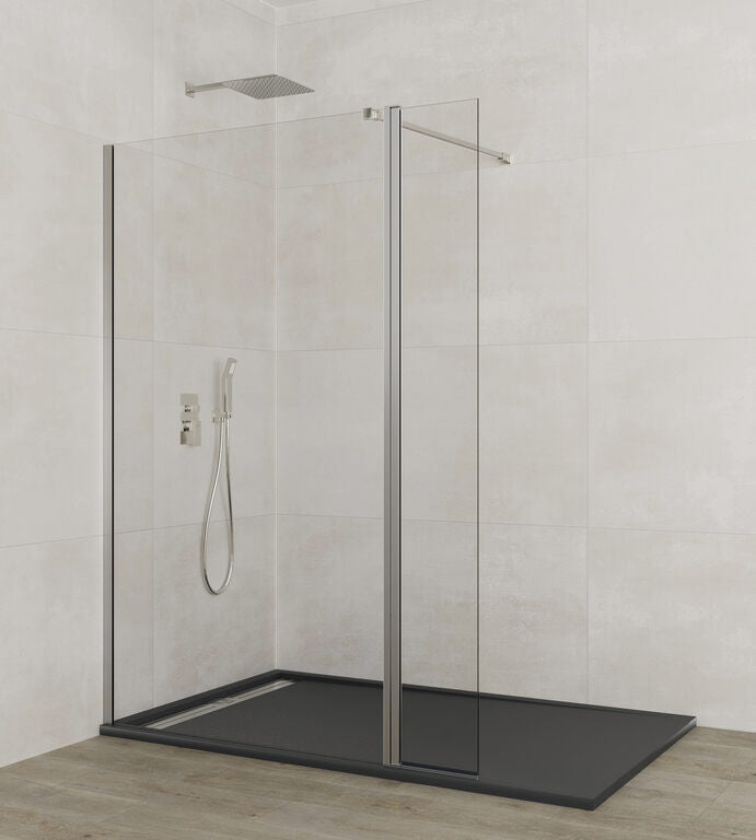 Screen Walk-in-duschwand Mit Schwenkpanel, 90 Cm, Klarglas, Glänzendes Chromprofil, 25 Cm Schwenkpanel
