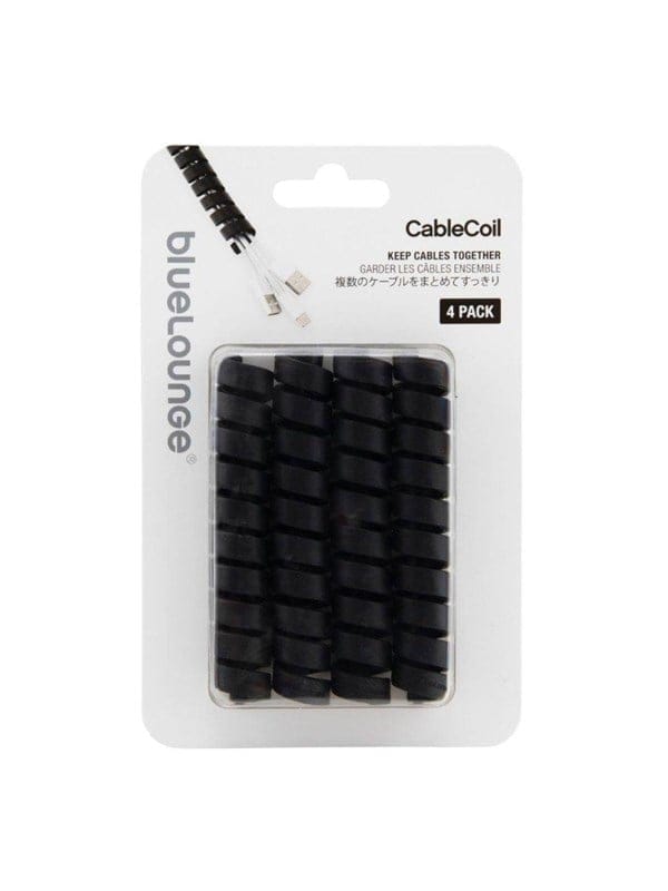 Bluelounge Design CableCoil 4-pack - Black - Neatly organize your cables and keep them together.