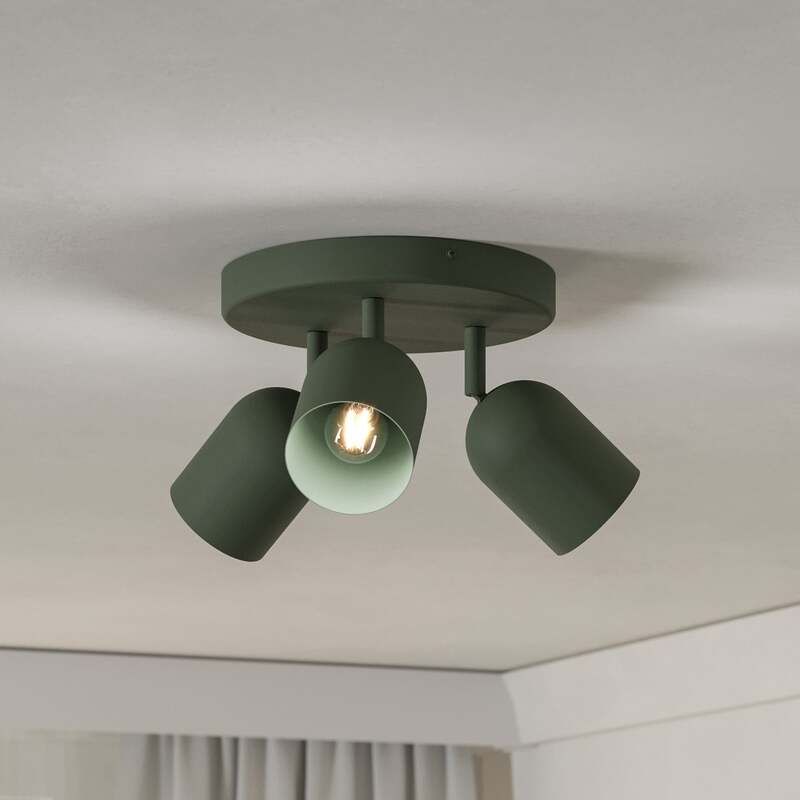 [gebraucht] B-ware Eglo Deckenstrahler Strahler Tilston Led Dimmbar Dunkelgrün Ø25cm 3-flg. Stahl
