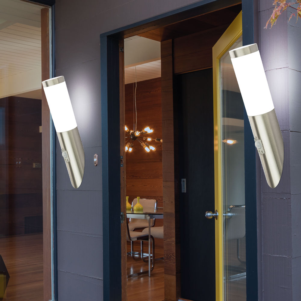 Led Außenlampe Wandleuchte Mit Bewegungsmelder Edelstahl Ip44 Außenbeleuchtung Außen Wandlampe Fackel Lampe Im 2er Set