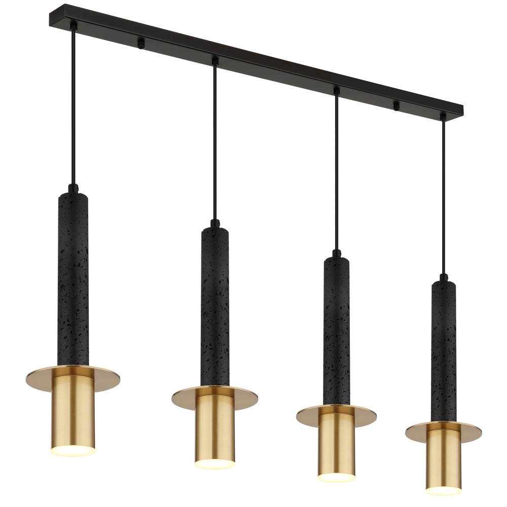 Hängeleuchte Pendelleuchte Wohnzimmerlampe 4-flammig Schwarz Metall H 130 Cm