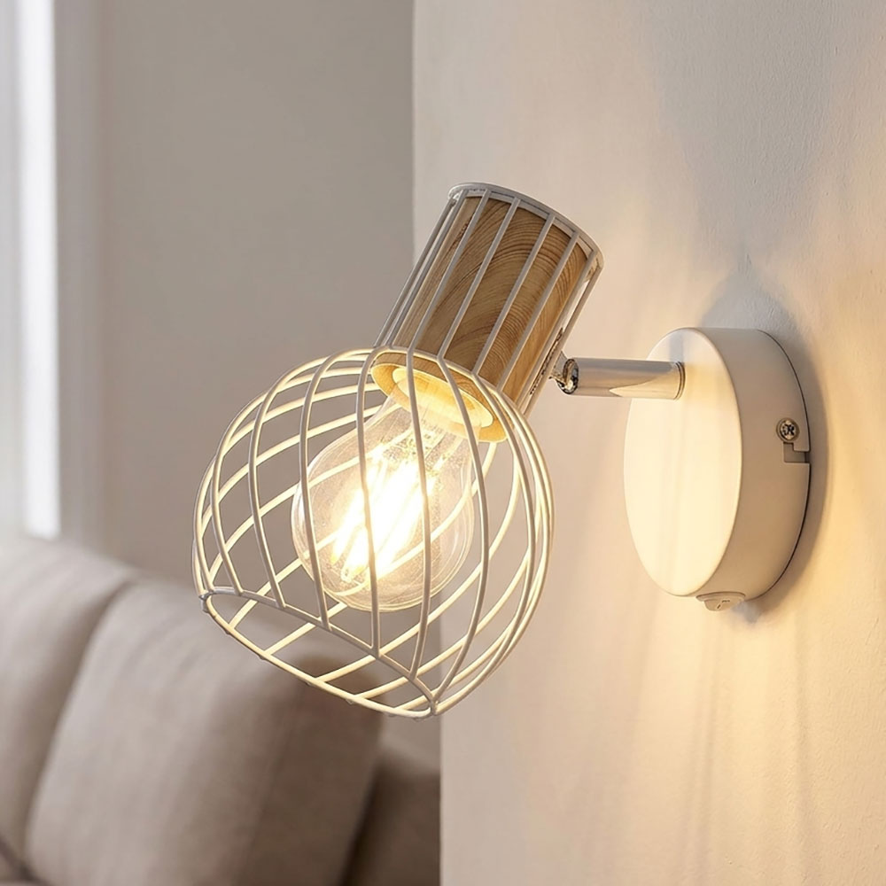 Led Wandleuchte Wandlampe Schlafzimmer Schwenkbar Weiß Metall H 16,5 Cm