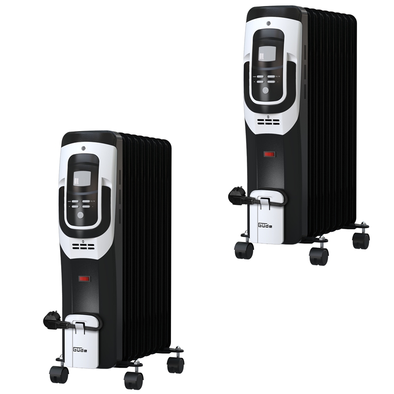 Güde 2x Elektro-heizung Or 2000-9 Dt Ölradiator 2000 W Heizleistung 9 Rippen