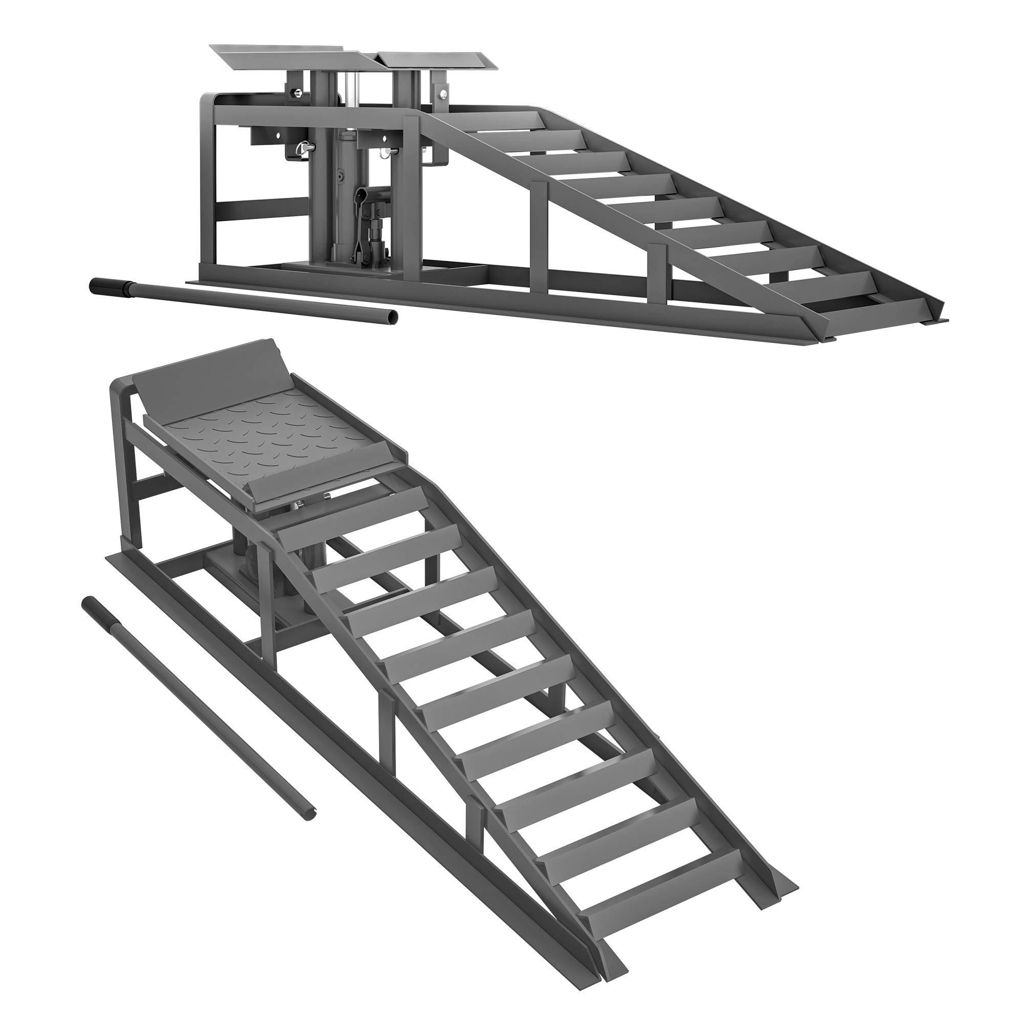 Verstellbare Auto-auffahrrampe 2-teilig, Max. Traglast 2000 Kg, Stahl Grau Havrya