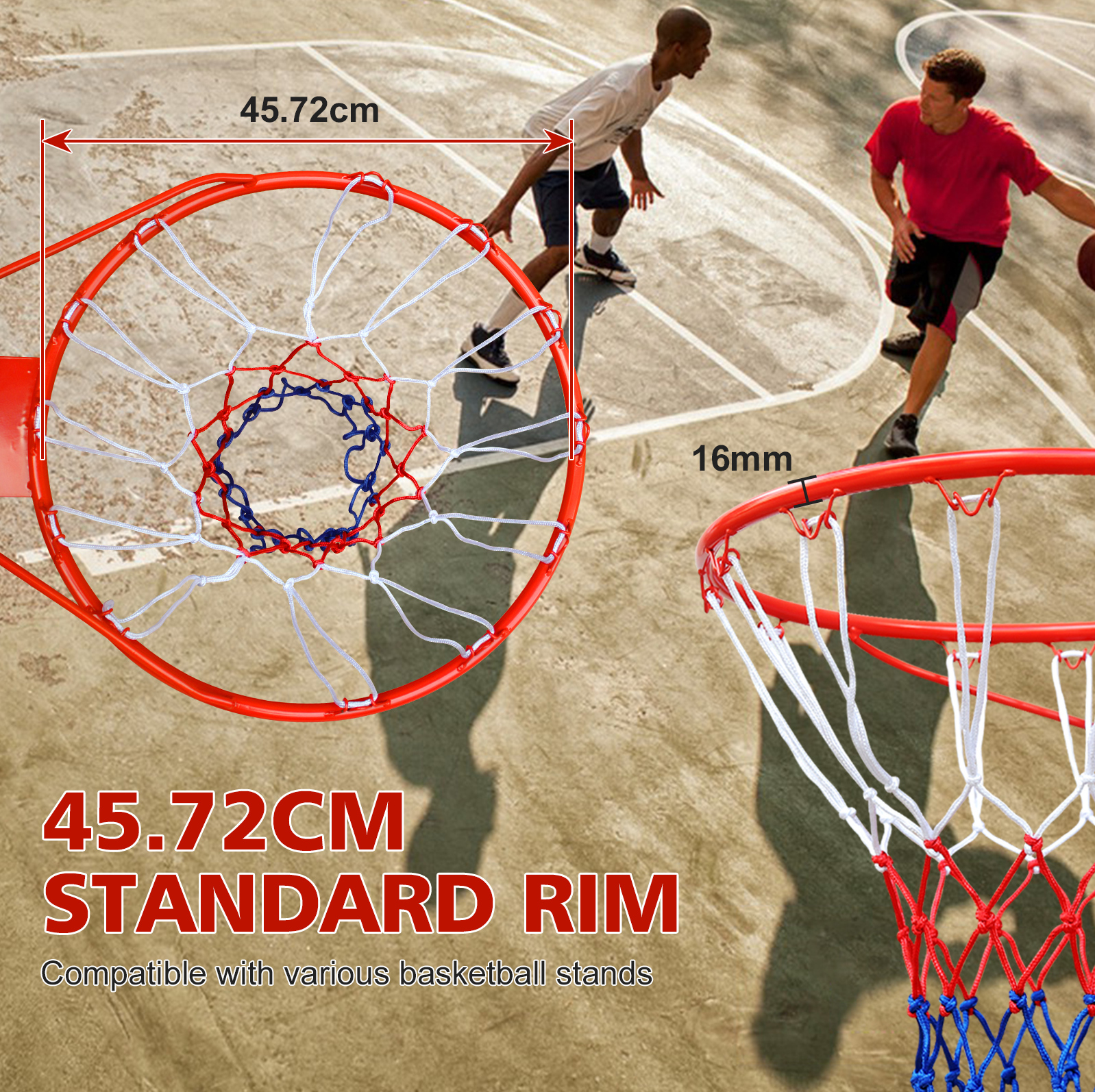 Basketballkorb Mit Netz, 45,72 Cm, Rot Havrya