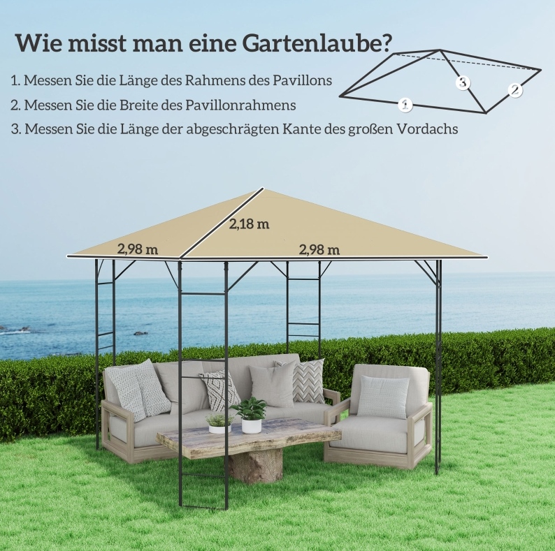 Ersatzdach Für Pavillon 3 X 3 M Wasserdicht Upf30+ Aus Polyester Beige Havrya