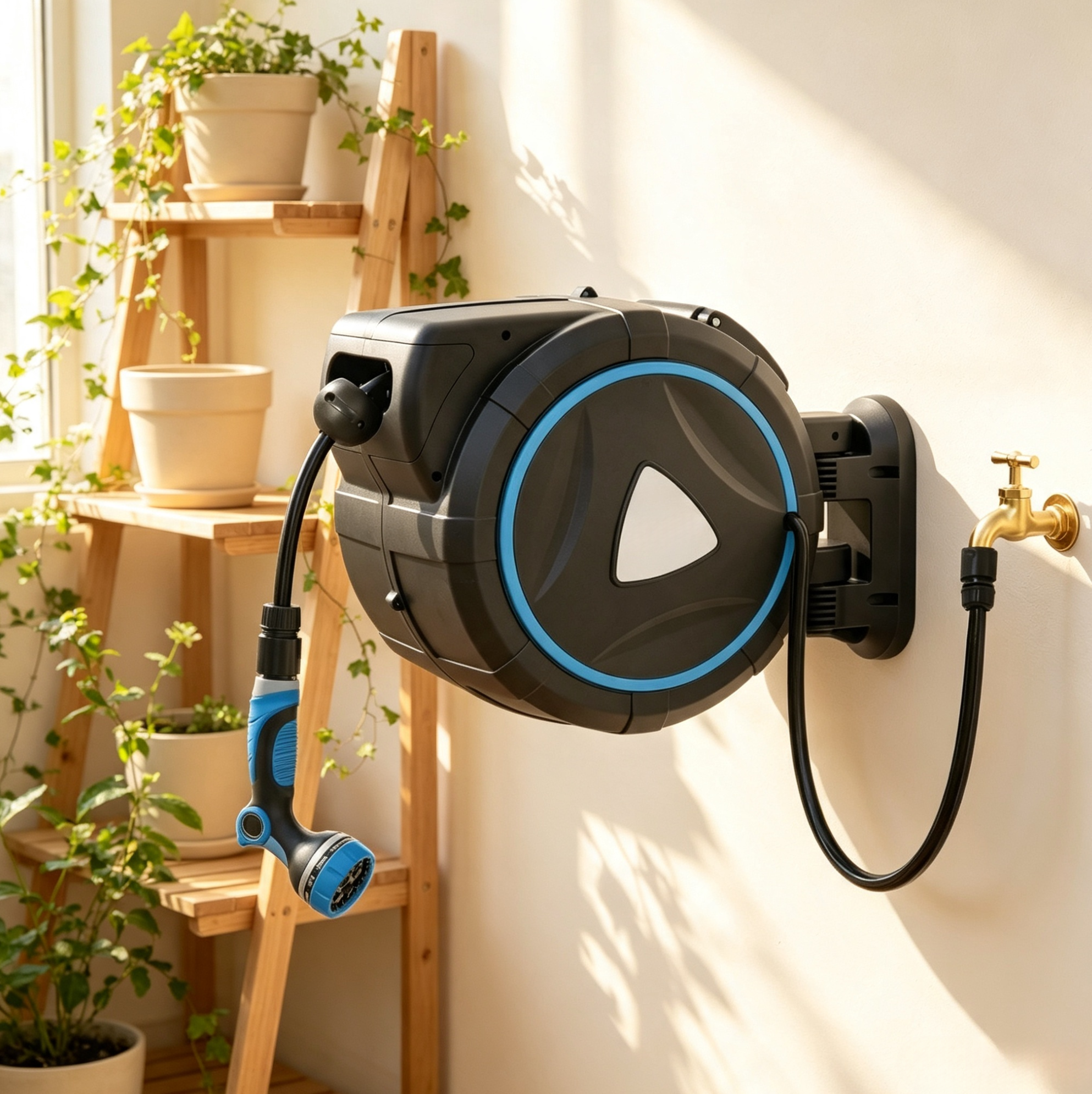 Automatische Wand-schlauchbox 23+2 M Mit 10-funktions-gießpistole, Blau Havrya