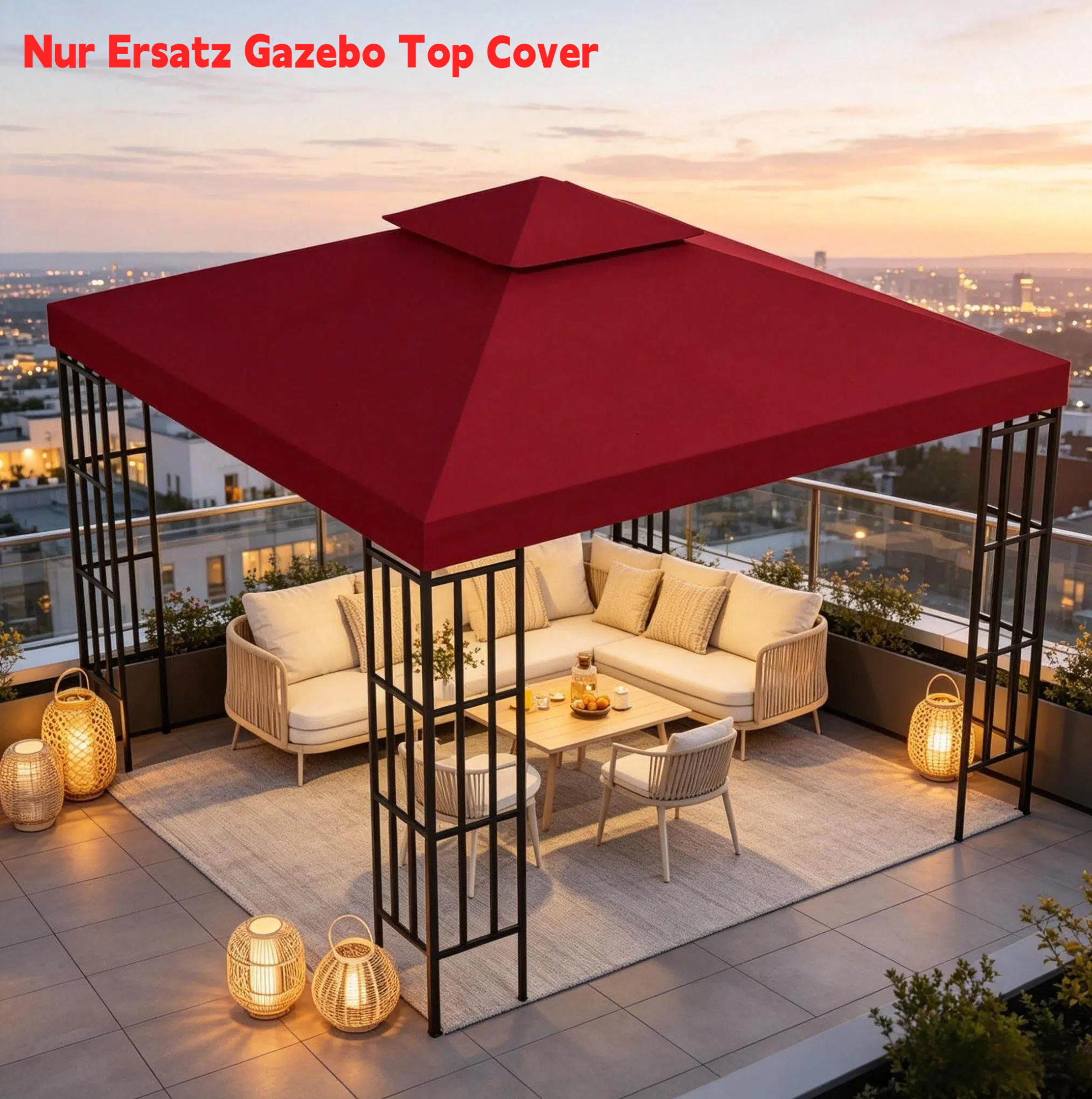 Ersatzdach Für Pavillon 3 X 3 M Aus Polyester 180 G/m² Bordeaux Havrya