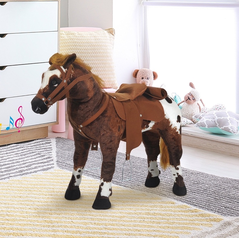 Plüsch-reitpferd Mit Sound, Sattel Und Steigbügeln, Braun, Für Kinder Ab 2 Jahren