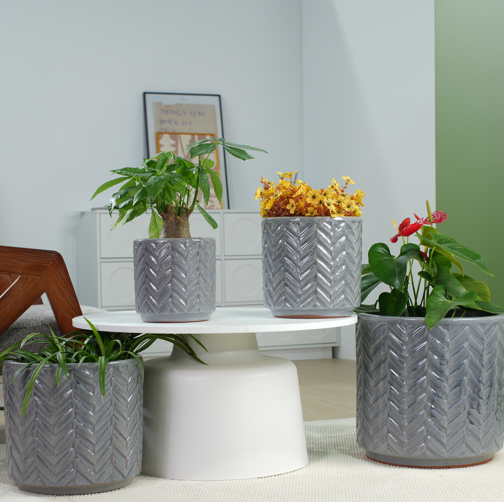Keramik-blumentopf Ø31,5 Cm Aschgrau Mit Drainageloch Havrya
