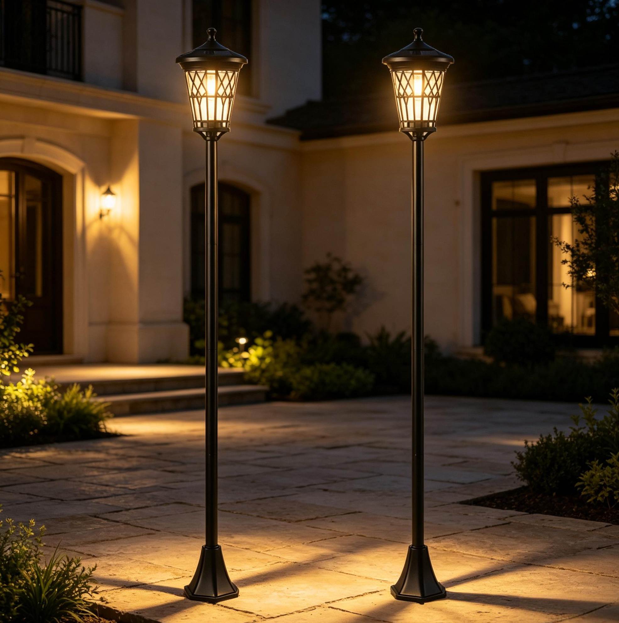 Solarlampen Für Den Garten, 2er-set, 186 Cm, Höhenverstellbar, Schwarz Havrya