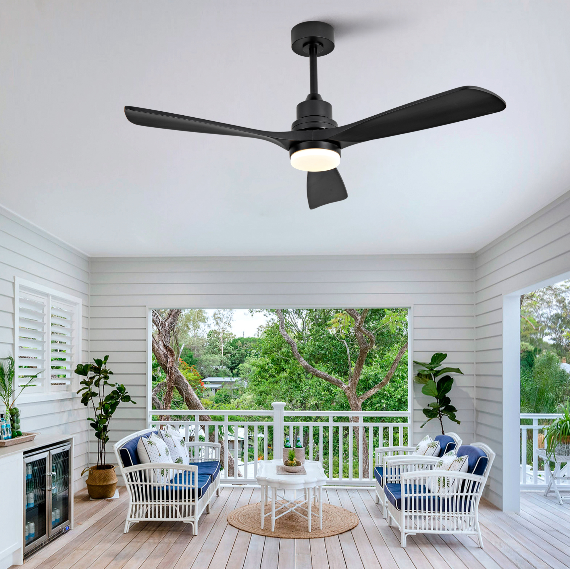 Led-deckenventilator 132 Cm, 6 Geschwindigkeiten, Schwarz Havrya