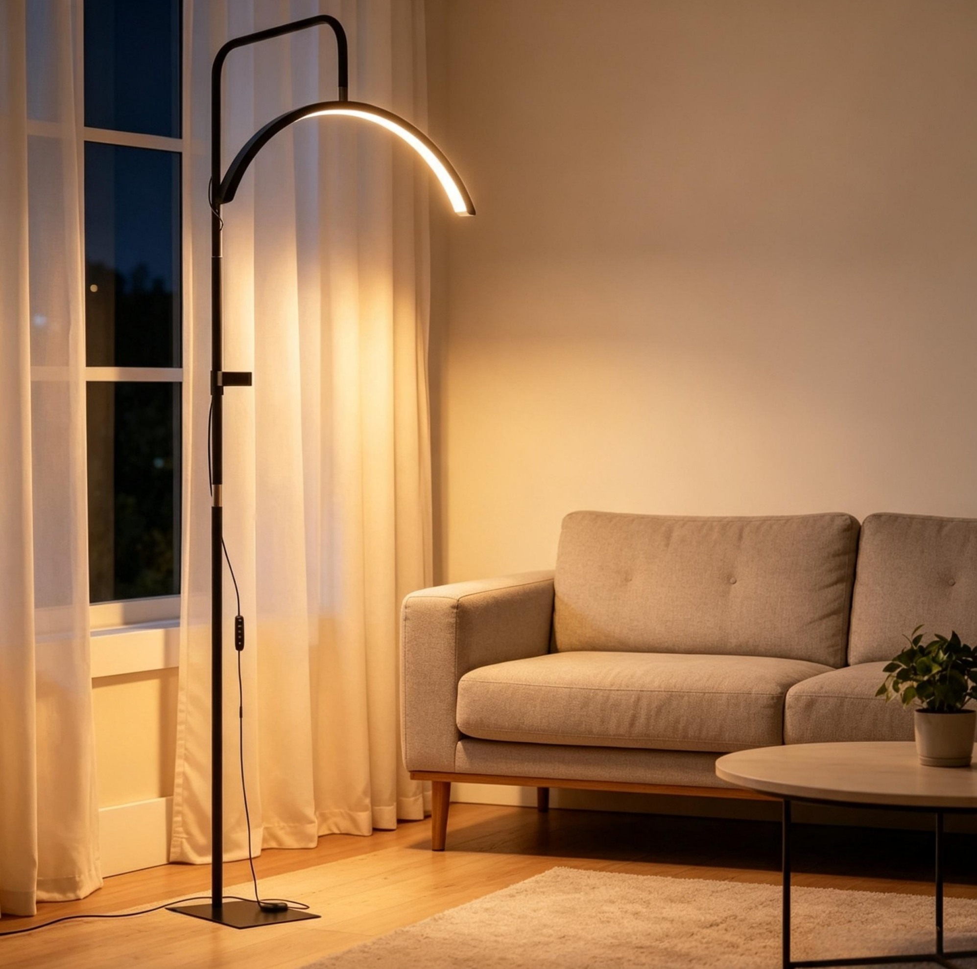 Led-halbmond-stehlampe 36 W Dimmbar, 7 Farbtemperaturen, Höhenverstellbar Havrya