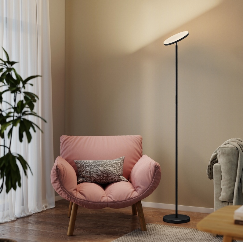 Dimmbarer Led-rgb-stehlampe Mit Fernbedienung Und Touch, 350° Drehbarer Kopf, Schwarz Havrya