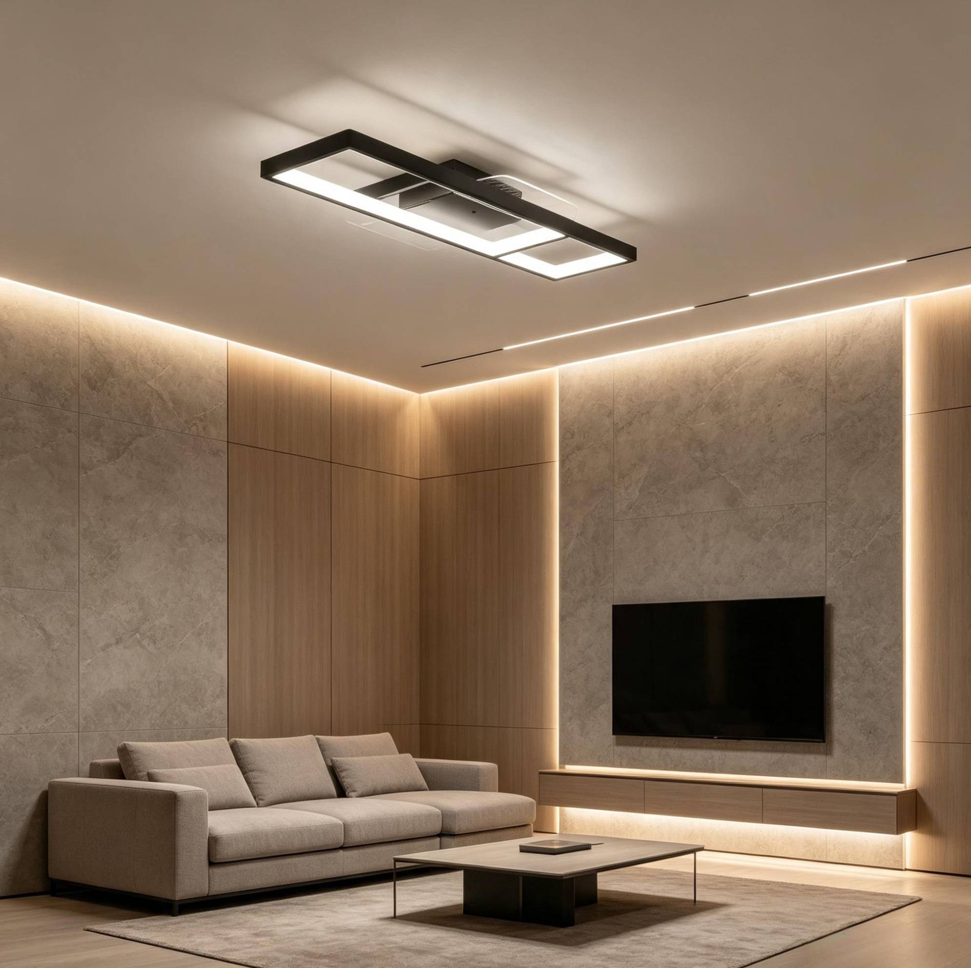 Rechteckige Led-deckenleuchte 43 W 70x30 Cm, 3000-6000 K, 4600 Lm, Schwarz Havrya