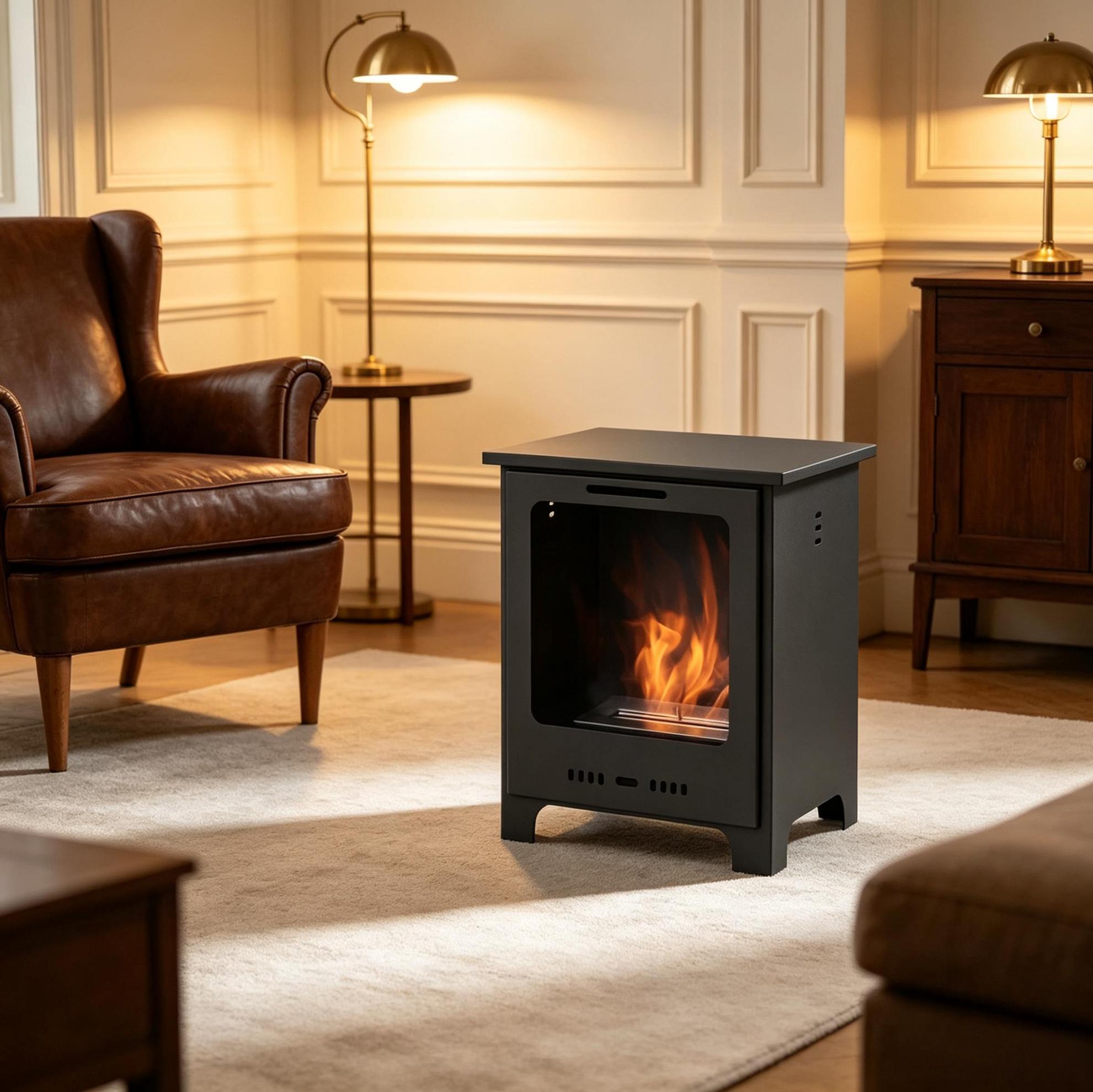 Freistehender Bioethanol-kamin 40 X 30 X 50 Cm, 6800 Btu, Schwarz Havrya