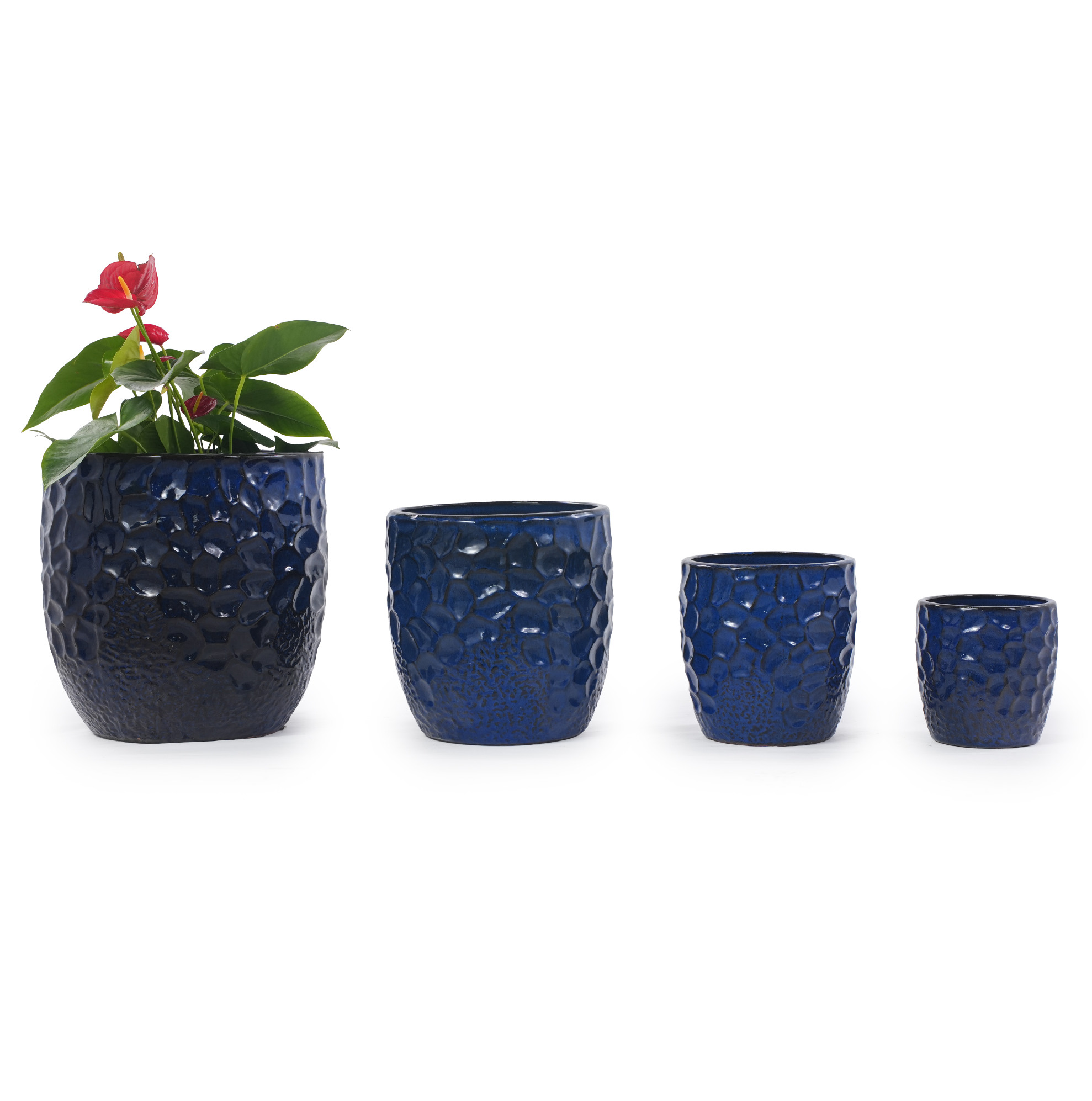 Keramik-blumentopf Ø22,5 Cm, Glänzend Marineblau Havrya