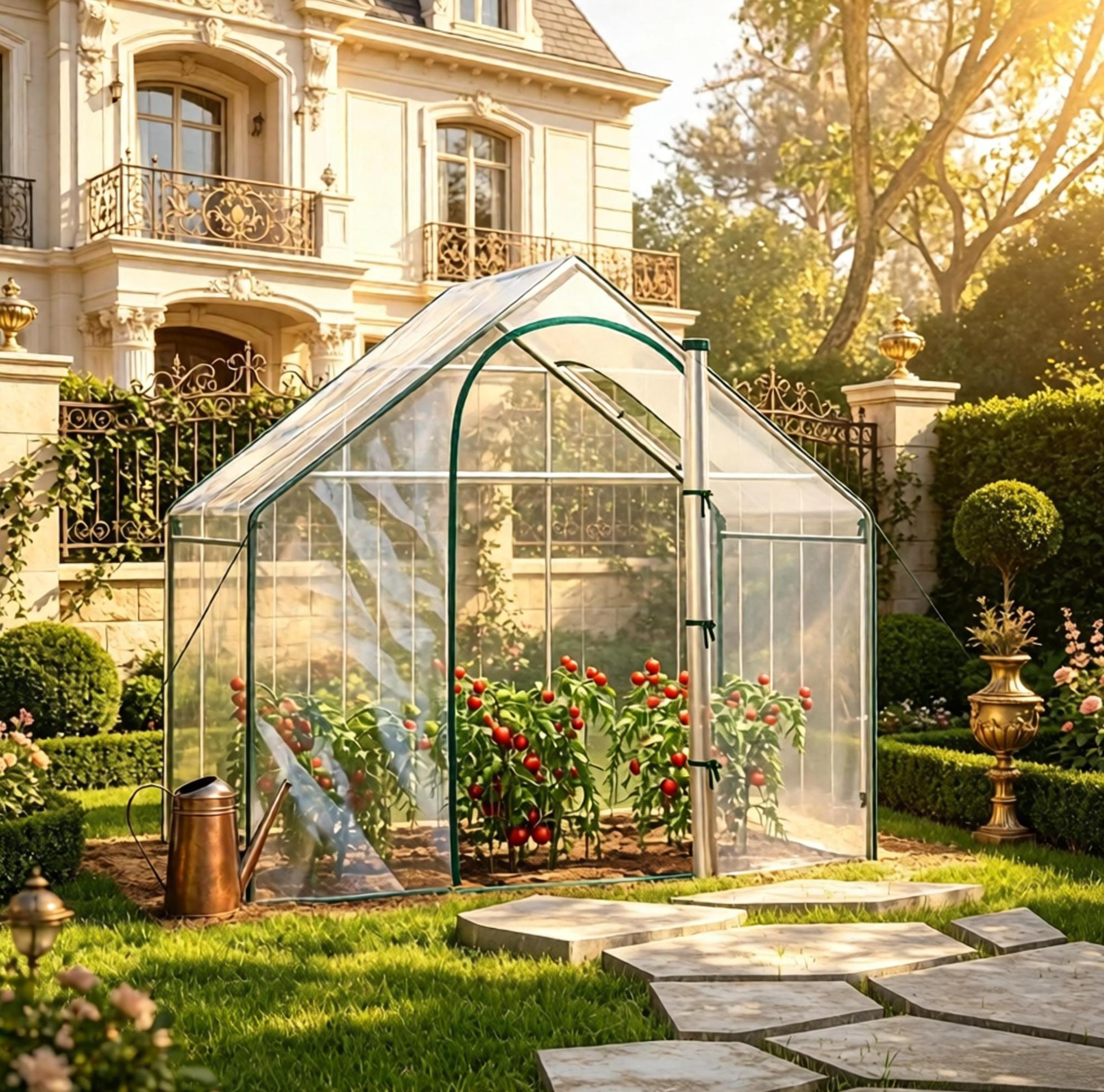 Kompaktes Gartengewächshaus 180 X 100 X 168 Cm Mit Rolltür, Pvc Und Stahl Havrya