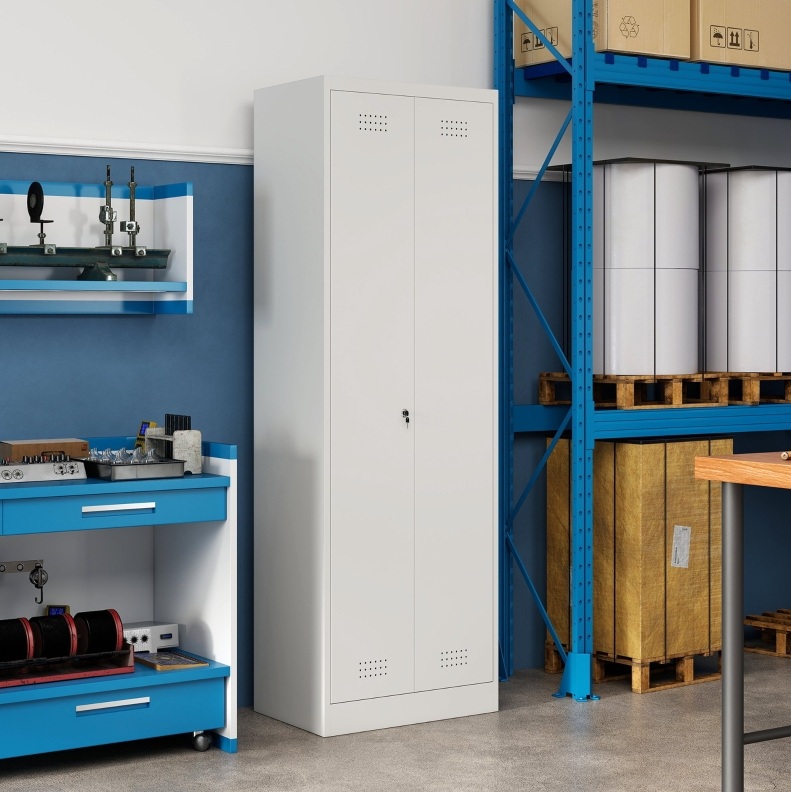 Stahlschrank 60 X 40 X 165 Cm, Türen, Verstellbare Einlegeböden, Creme Havrya
