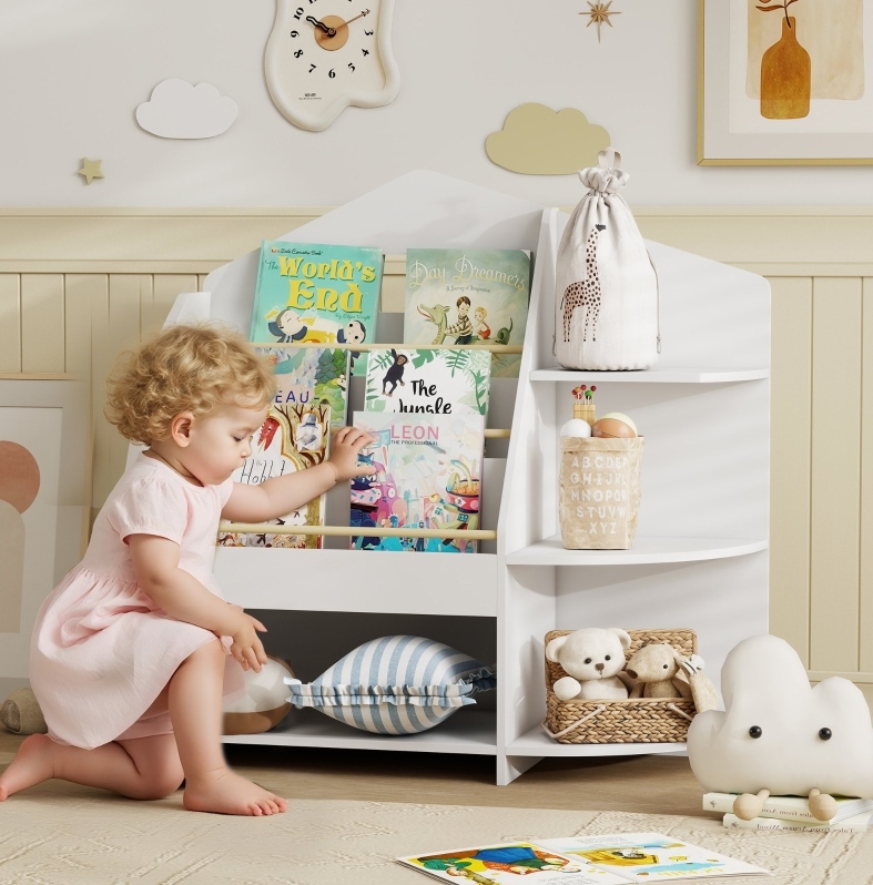 Kinderregal Für Bücher Und Spielzeug, 7 Fächer, Weiß Havrya