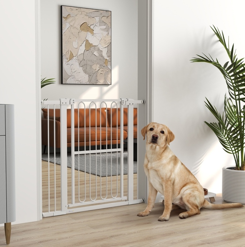 Sicherheitsgitter Für Hunde 76–104 Cm, 94 Cm, Metall Und Kunststoff, Weiß, Havrya