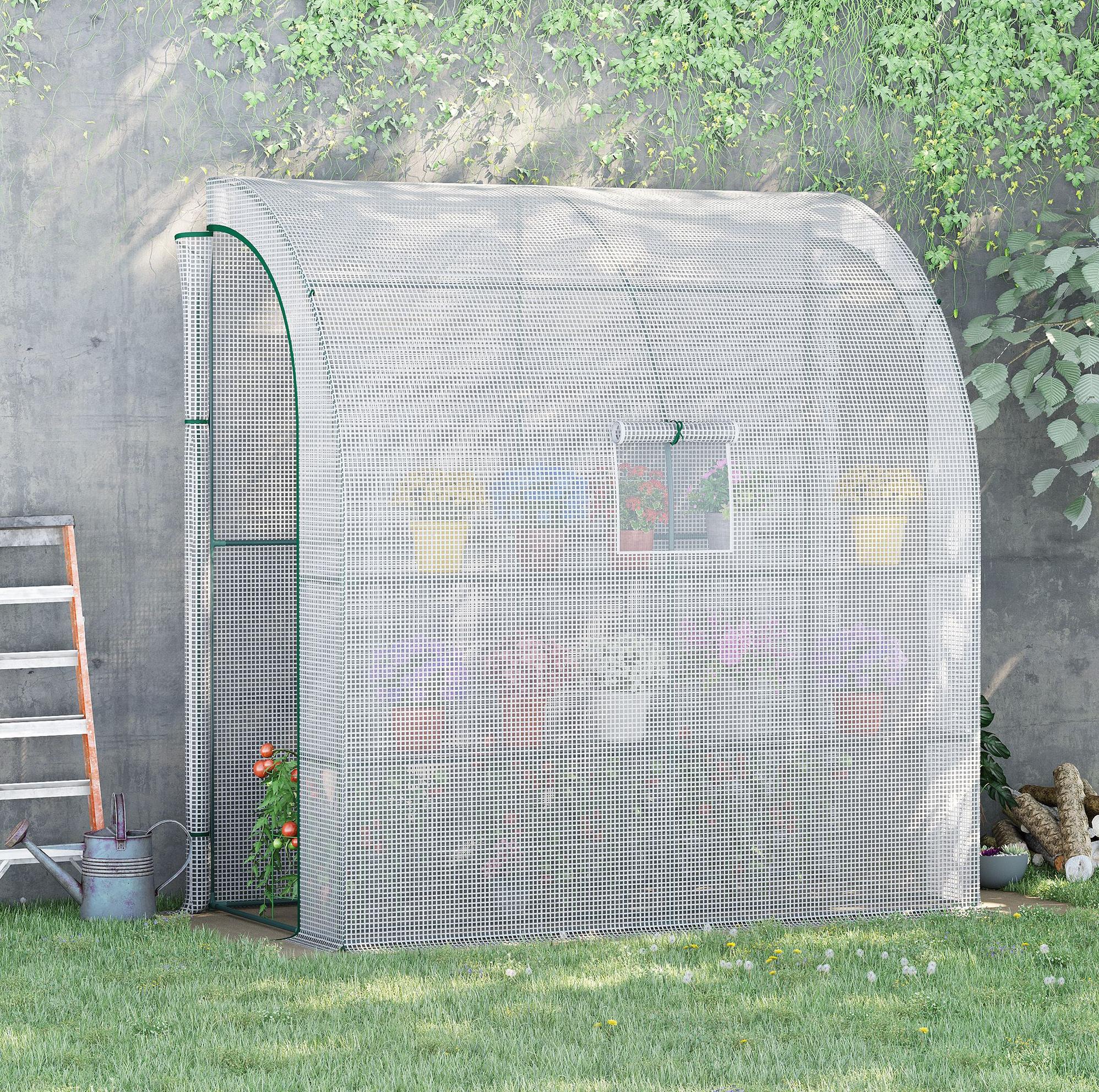 Tomaten-gewächshaus Zum Anlehnen, Rolltür, Netzfenster, 200 X 100 X 215 Cm Havrya