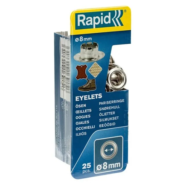 Rapid Eyelets 8mm Box 25pcs + 2 Metal Tools