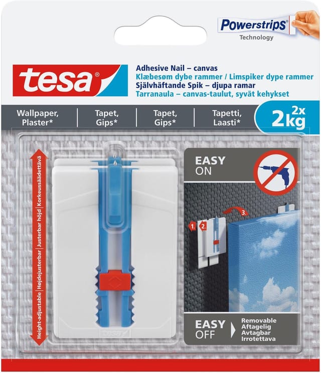 tesa Adhesive Nail Adjustable 2kg Canvas for Wallpaper