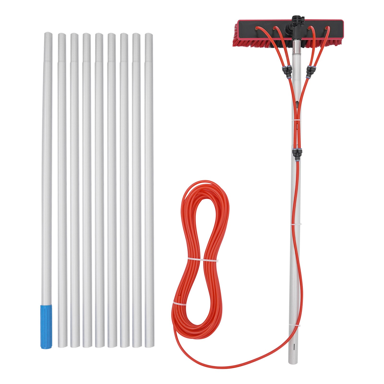 Reinigungsset Für Solarmodule – 180°-bürste – 10 M Lang – Schlauch 20 M – Aluminiumlegierung – Für Solarmodule, Dächer, Fenster