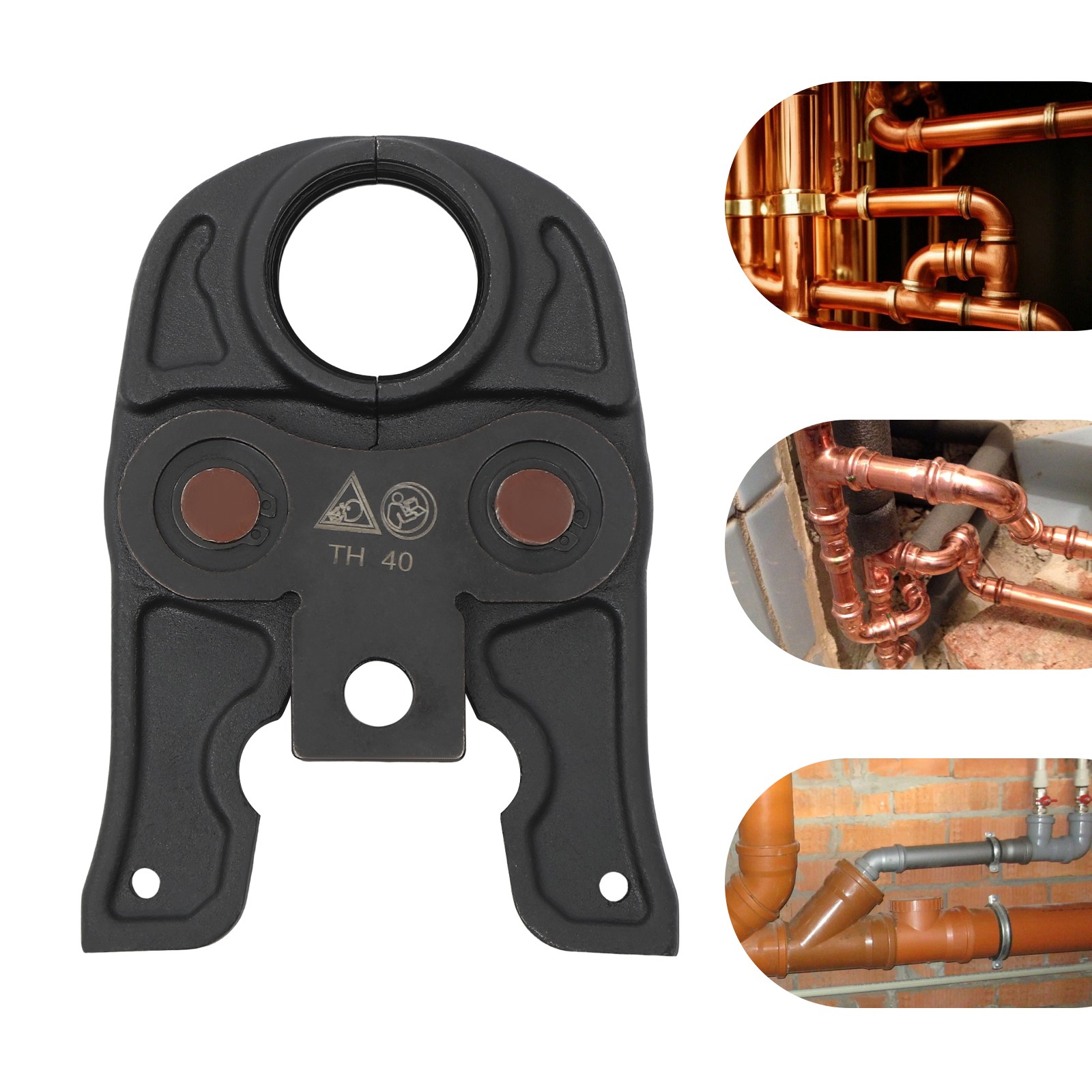 Pressbacke Th40 – Durchmesser 40 Mm (1,57 Zoll), Schwarz, Robuster Stahl – Für Mehrschichtrohre, Pex, Pb, Kupfer
