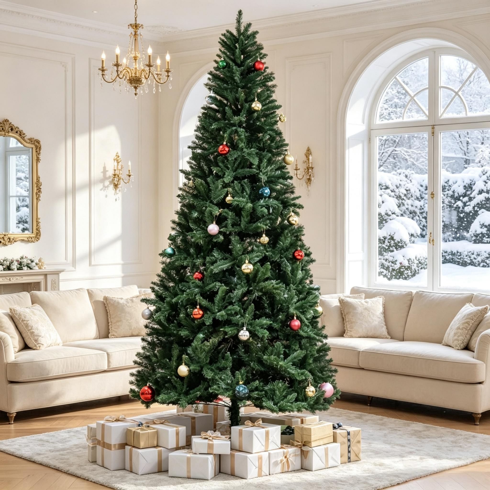 Künstlicher Nordmann Weihnachtsbaum 240 Cm Mit 1499 Realistischen Zweigen - Großer Tannenbaum Für Innenbereich Mit Stabilem Metallständer - Grün
