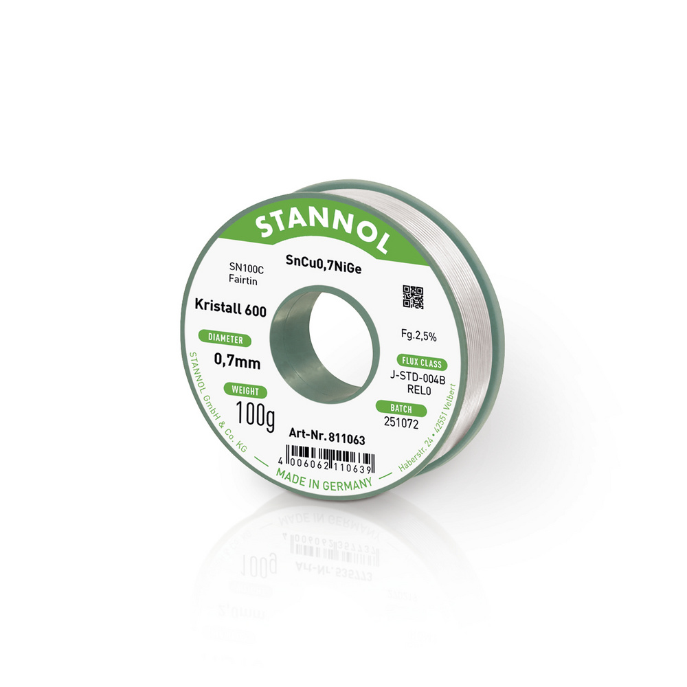 Stannol Lötdraht Kristall 600 Lötzinn, Bleifrei Bleifrei, Spule Rel0 100 G 0.7 Mm