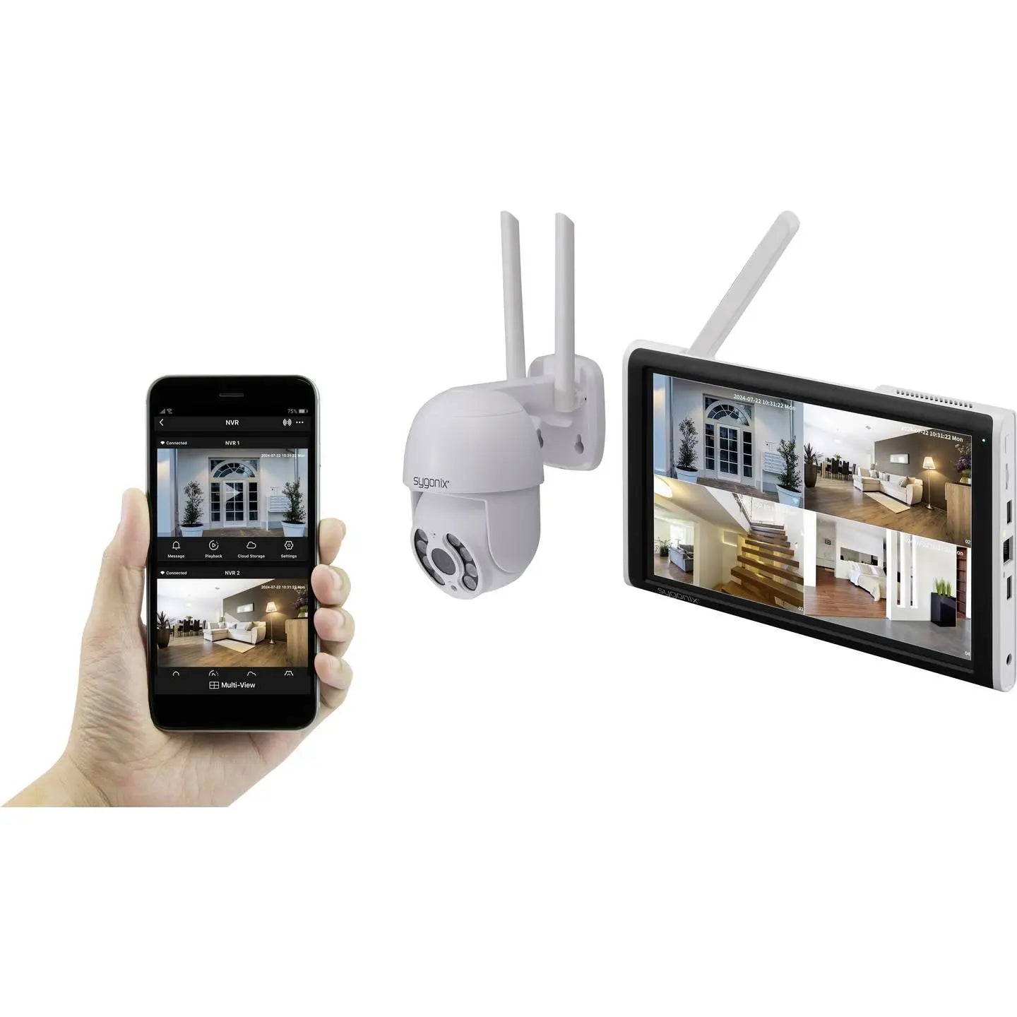 [gebraucht] B-ware Sygonix Funk Überwachungskamera Set Kamera Videoüberwachung 4 Kanal 2304x1296