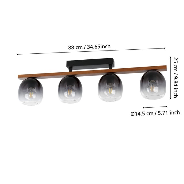 EGLO FILAGO ceiling lamp 4L black/brown