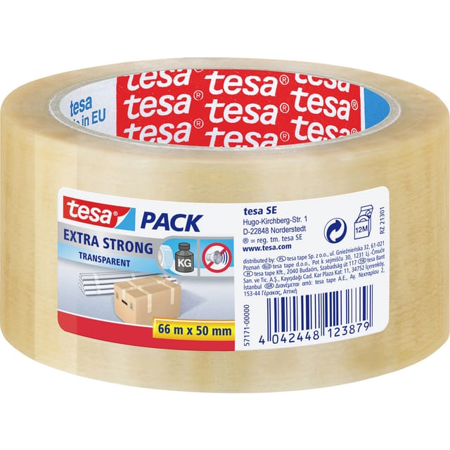 tesa pack Extra Strong Packaging Tape 66m x 50mm Transparent