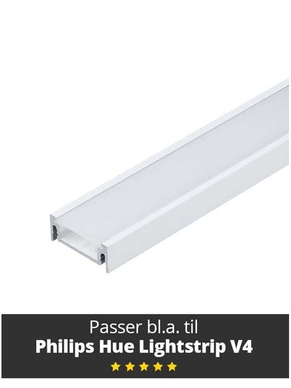 Light Solutions Aluminiumsprofil - Model S til Philips Hue og WiZ - Hvid
