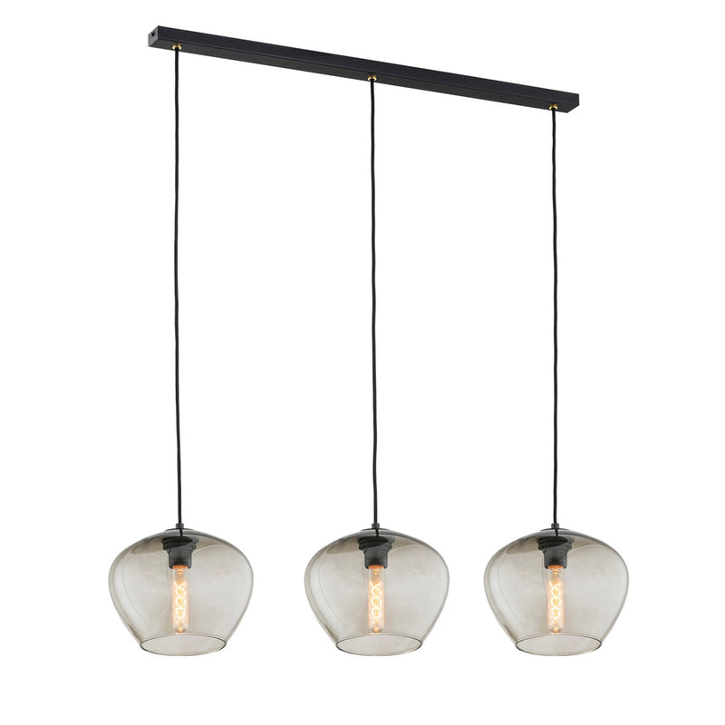 [gebraucht] B-ware Hängelampe Svala 3-flammig Led Pendelleuchte Dimmbar Schwarz Rauchgrau 104x24cm