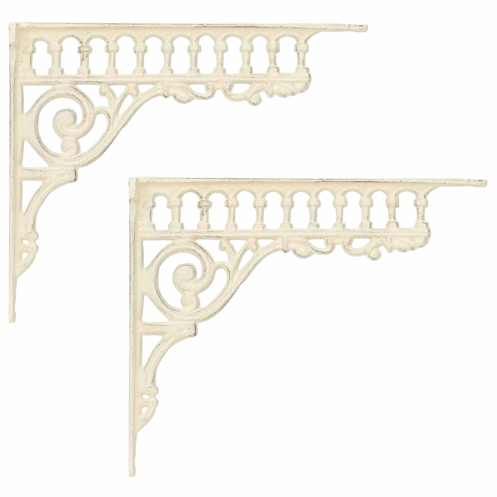 Wandregalhalterungen 2 Stk. Antik Weiß 27,5 X 23 X 4 Cm Stahl Vidaxl