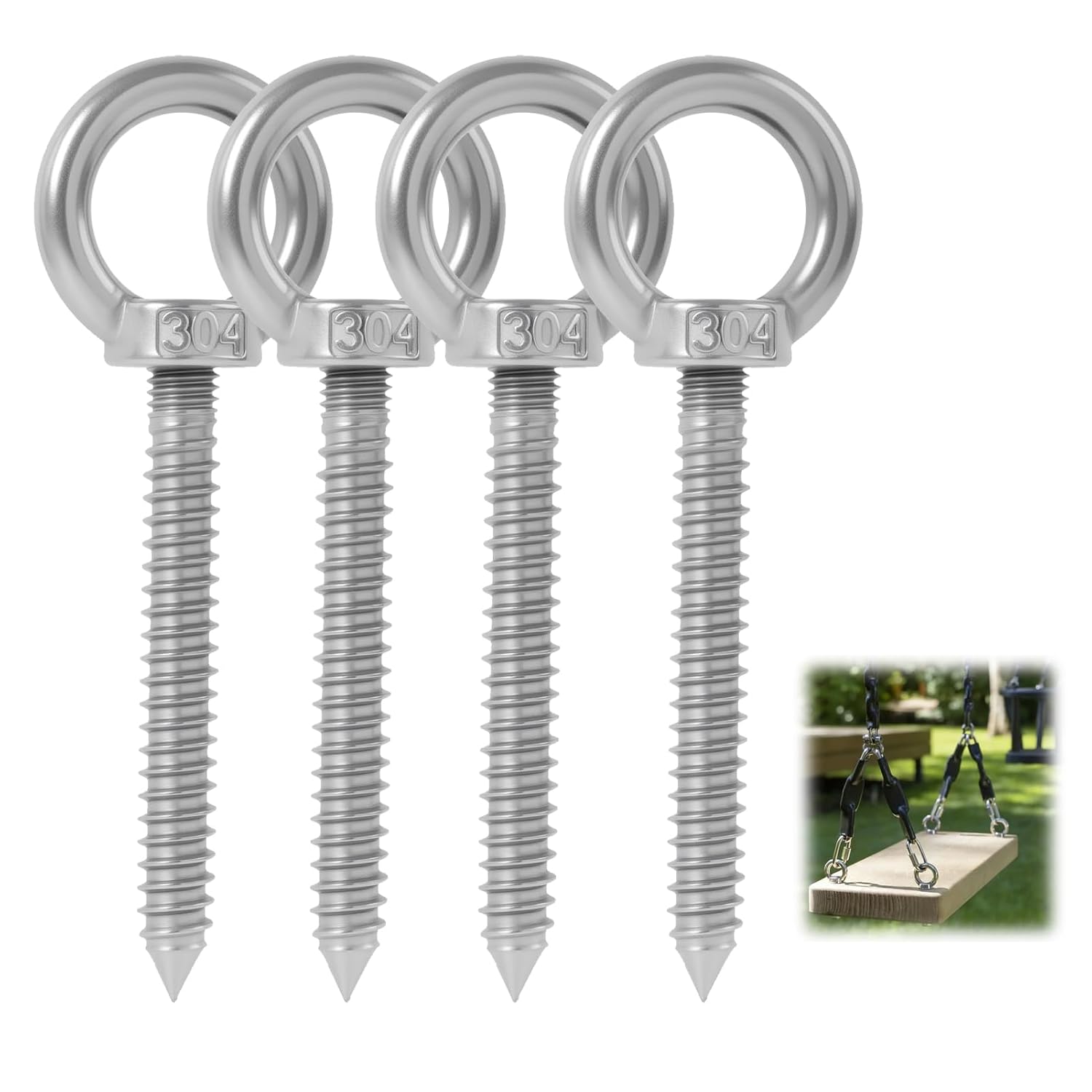 Stück M10-schraubösenhaken, M10 X 80 Mm Hebering, Edelstahl, Robust, Zum Aufhängen Von Hängematten, Hängesesseln, Schaukeln, Zur Wand- Und Holzbefestigung, Für Den Innen- Und Außenbereich