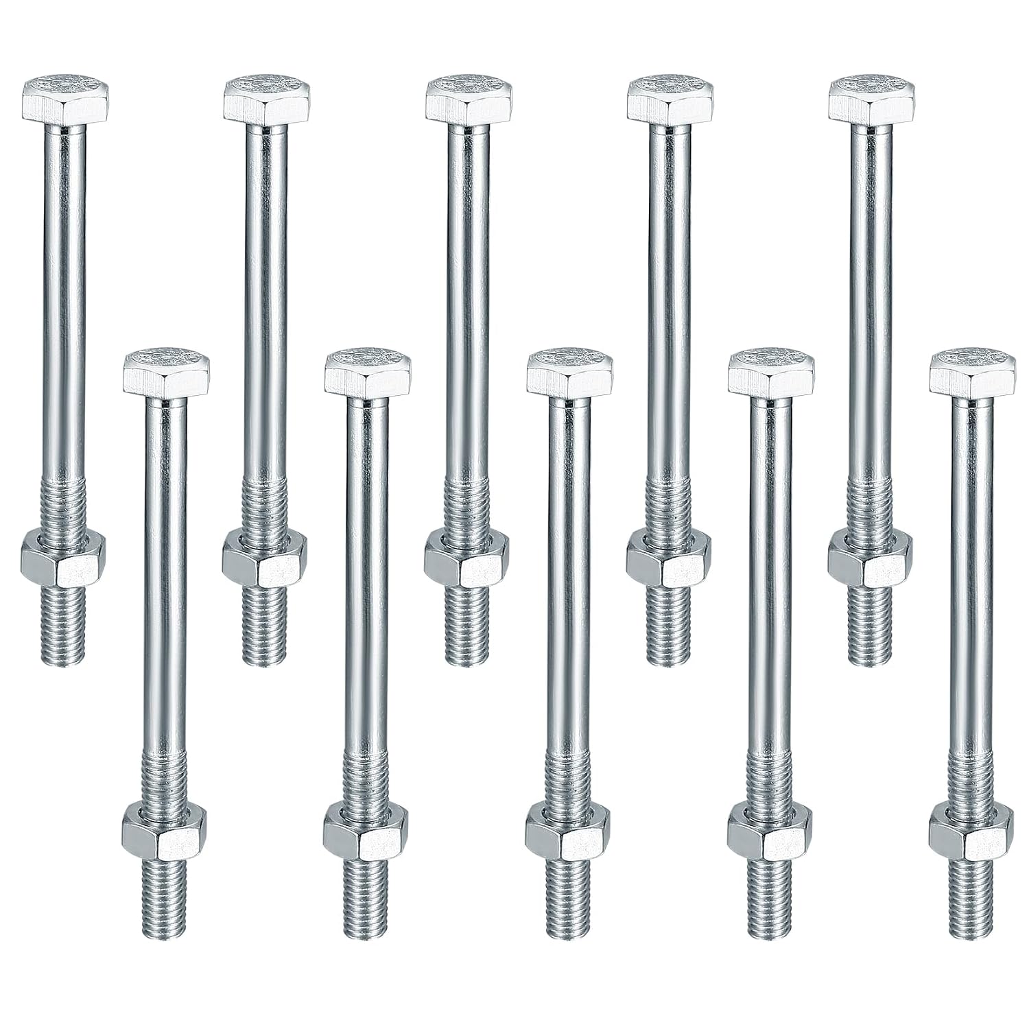 10 Stück M10 Schrauben Und Muttern, M10 X 120 Mm Sechskantschrauben Mit Muttern, Maschinenschrauben, Verzinkte, Teilgewindete Sechskantschrauben