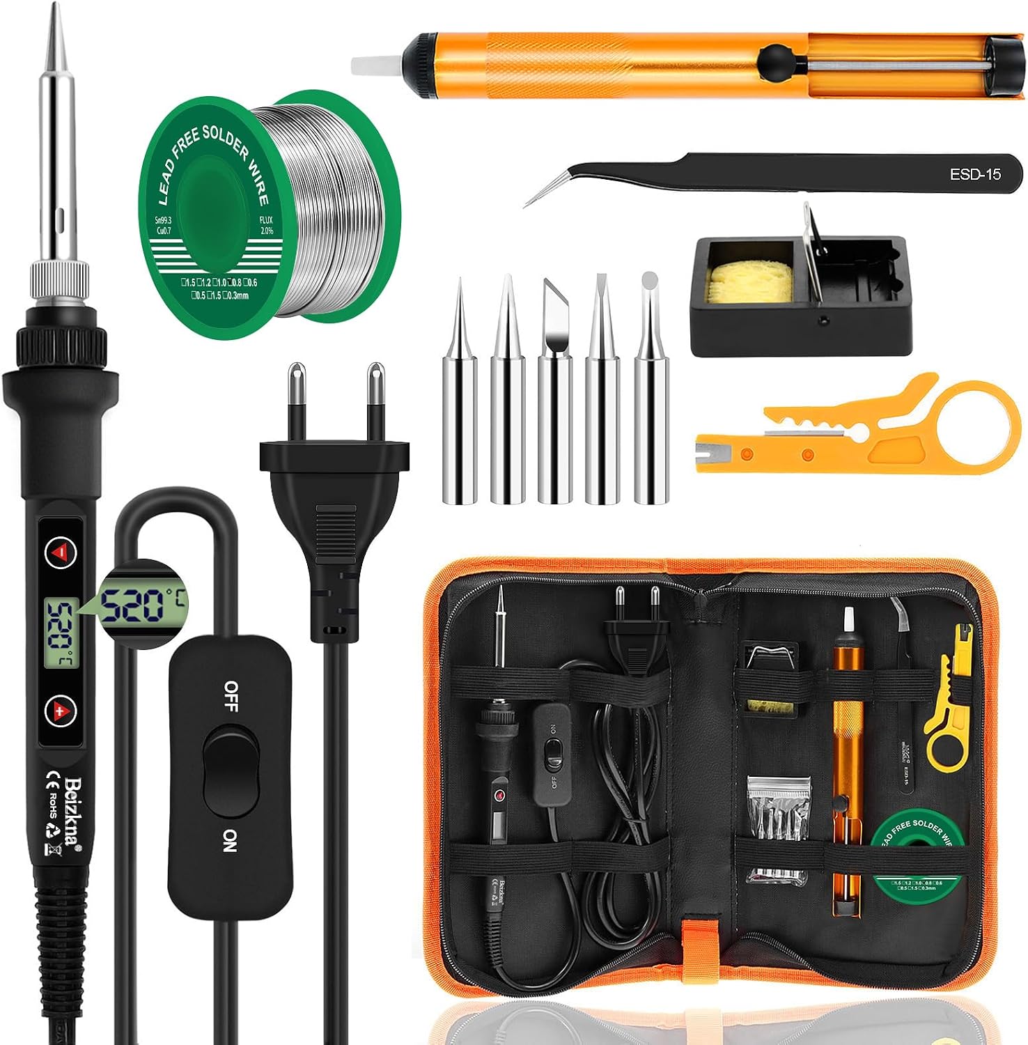 Lötkolben-set 80w, Einstellbare Temperatur 180-520°c, Elektroniklöten
