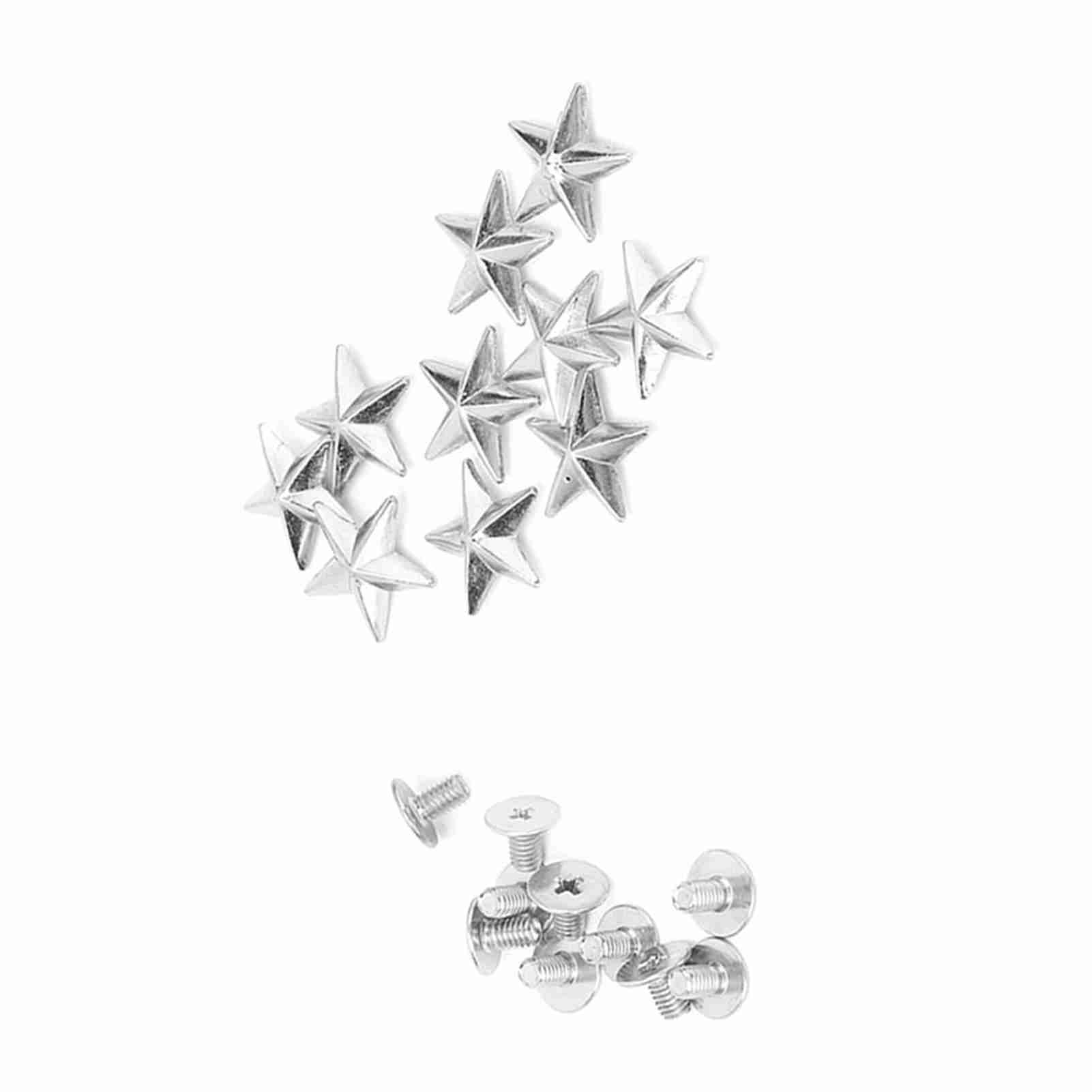 10 Stück Sternnieten Aus Metall Für Lederarbeiten, Taschen, Schuhe, Diy-dekorationen (14 Mm, Silber)