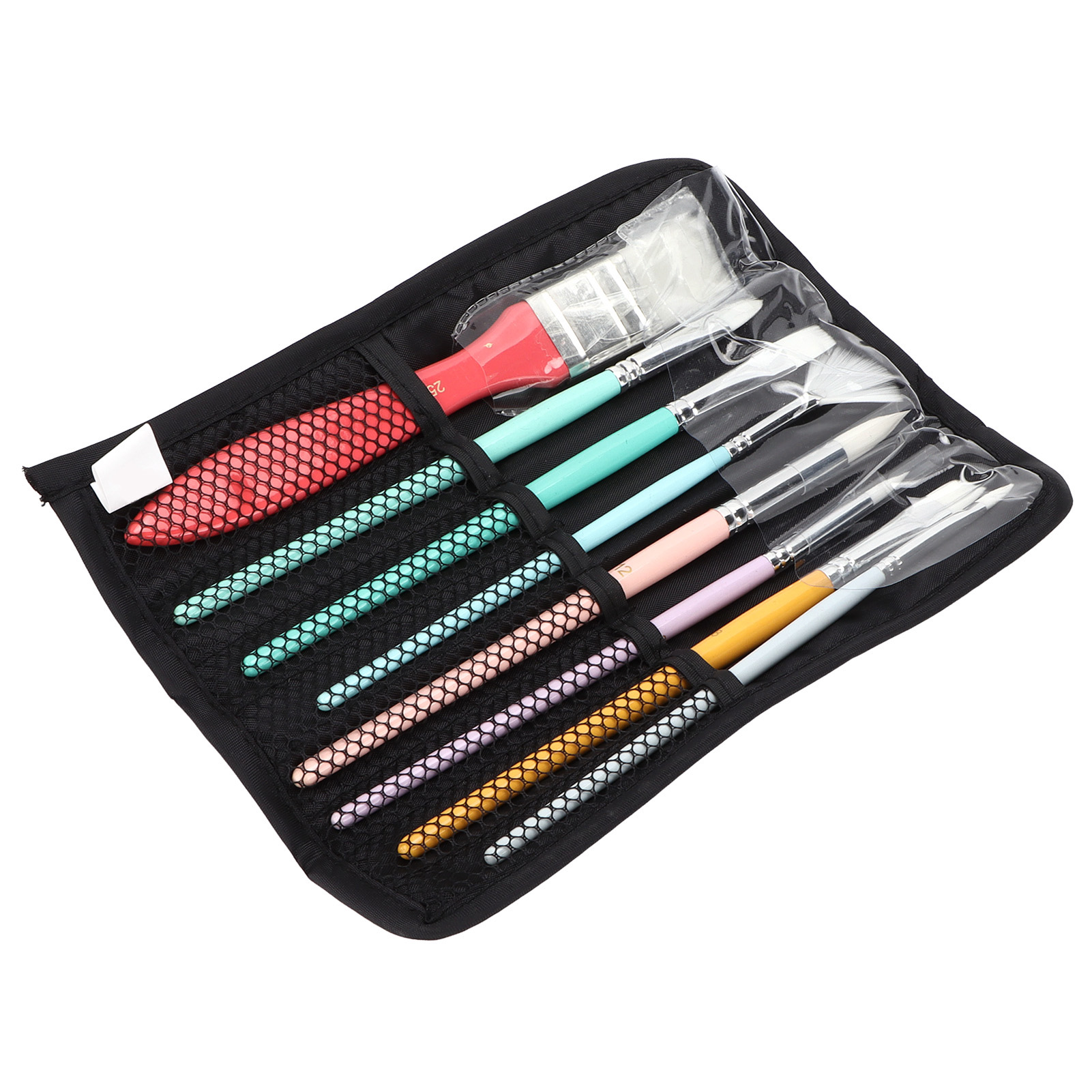 8-teiliges Pinselset Mit Nylonborsten, Multifunktional, Inklusive Aufbewahrungsbeutel Aus Stoff Für Aquarell-, Öl- Und Gouachemalerei